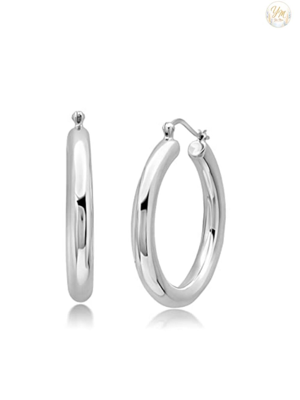 925 Sterling Silver Chunky Hoop Earrings 1.5" Click-Top Lightweight